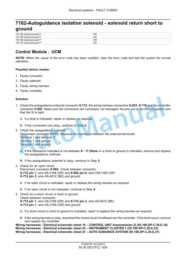New Holland T6.125, T6.145, T6.155, T6.165, T6.175, T6.180 Auto Command Tier 4B Final Tractor Service Manual 47951303 5 New Holland T6.125, T6.145, T6.155, T6.165, T6.175, T6.180 Auto Command Tier 4B Final Tractor Service Manual 47951303-5