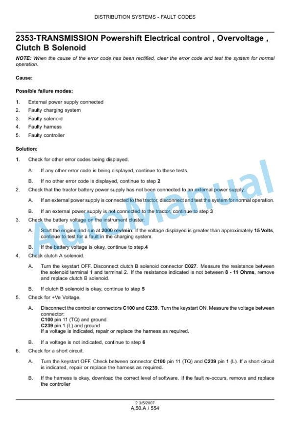 New Holland T7030, T7040, T7050, T7060 Tractor Repair Manual 87663219 5 New Holland T7030, T7040, T7050, T7060 Tractor Repair Manual 87663219-5