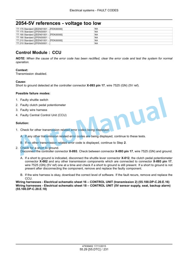 New Holland T7.175, T7.190, T7.210, T7.225 Auto Command Tier 4B Final Tractor Service Manual 47969486 4 New Holland T7.175, T7.190, T7.210, T7.225 Auto Command Tier 4B Final Tractor Service Manual 47969486-4