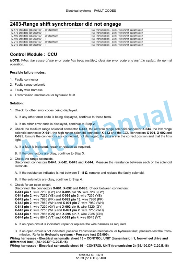 New Holland T7.175, T7.190, T7.210, T7.225 Auto Command Tier 4B Final Tractor Service Manual 47969487 2 New Holland T7.175, T7.190, T7.210, T7.225 Auto Command Tier 4B Final Tractor Service Manual 47969487-2
