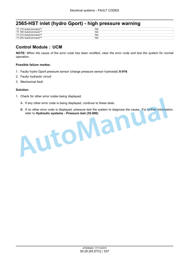 New Holland T7.175, T7.190, T7.210, T7.225 Auto Command Tier 4B Final Tractor Service Manual 47969487 3 New Holland T7.175, T7.190, T7.210, T7.225 Auto Command Tier 4B Final Tractor Service Manual 47969487-3