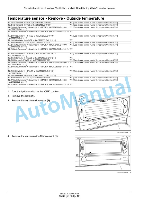 New Holland T7.195S, T7.215S, T7.230, T7.245, T7.260, T7.270 AutoCommand Stage V Tractor Service Manual 91798770 4 New Holland T7.195S, T7.215S, T7.230, T7.245, T7.260, T7.270 AutoCommand Stage V Tractor Service Manual 91798770 - Image 4