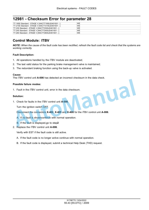 New Holland T7.195S, T7.215S, T7.230, T7.245, T7.260, T7.270 AutoCommand Stage V Tractor Service Manual 91798770 5 New Holland T7.195S, T7.215S, T7.230, T7.245, T7.260, T7.270 AutoCommand Stage V Tractor Service Manual 91798770 - Image 5