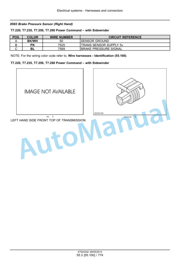New Holland T7.220, T7.235, T7.250, T7.260, T7.270 Auto Command - Power Command Tractor Service Manual 47567524 4 New Holland T7.220, T7.235, T7.250, T7.260, T7.270 Auto Command - Power Command Tractor Service Manual 47567524-4