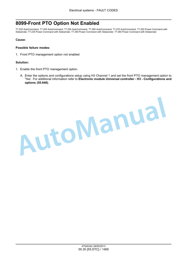 New Holland T7.220, T7.235, T7.250, T7.260, T7.270 Auto Command - Power Command Tractor Service Manual 47567531 3 New Holland T7.220, T7.235, T7.250, T7.260, T7.270 Auto Command - Power Command Tractor Service Manual 47567531-3