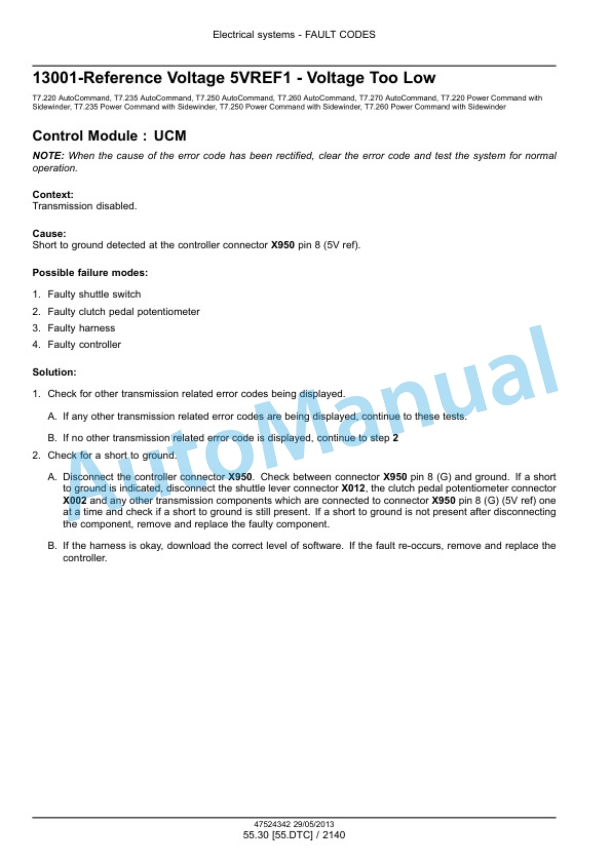 New Holland T7.220, T7.235, T7.250, T7.260, T7.270 Auto Command - Power Command Tractor Service Manual 47567533-3