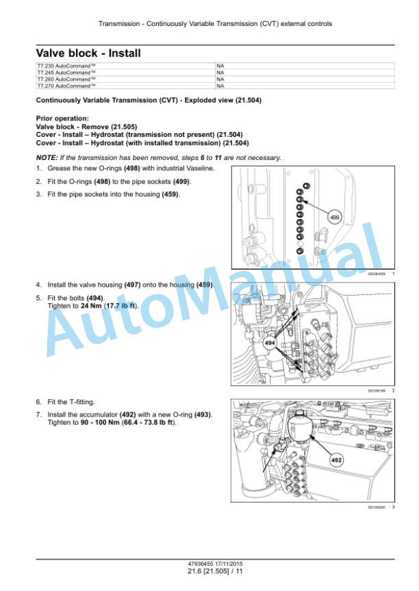 New Holland T7.230, T7.245, T7.260, T7.270 Auto Command Tier 4B Final Tractor Service Manual 47985249 5 New Holland T7.230, T7.245, T7.260, T7.270 Auto Command Tier 4B Final Tractor Service Manual 47985249 - Image 5