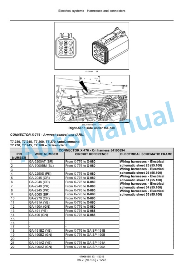 New Holland T7.230, T7.245, T7.260, T7.270 Auto Command Tier 4B Final Tractor Service Manual 47985258 3 New Holland T7.230, T7.245, T7.260, T7.270 Auto Command Tier 4B Final Tractor Service Manual 47985258-3