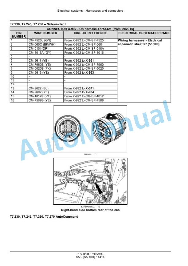 New Holland T7.230, T7.245, T7.260, T7.270 Auto Command Tier 4B Final Tractor Service Manual 47985258 5 New Holland T7.230, T7.245, T7.260, T7.270 Auto Command Tier 4B Final Tractor Service Manual 47985258-5