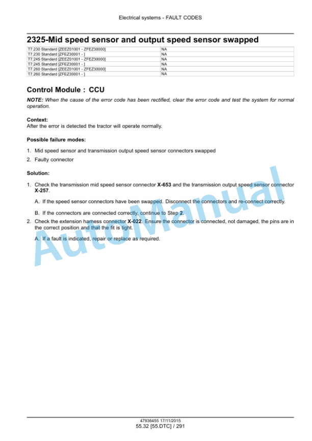 New Holland T7.230, T7.245, T7.260, T7.270 Auto Command Tier 4B Final Tractor Service Manual 47985262 5 New Holland T7.230, T7.245, T7.260, T7.270 Auto Command Tier 4B Final Tractor Service Manual 47985262-5