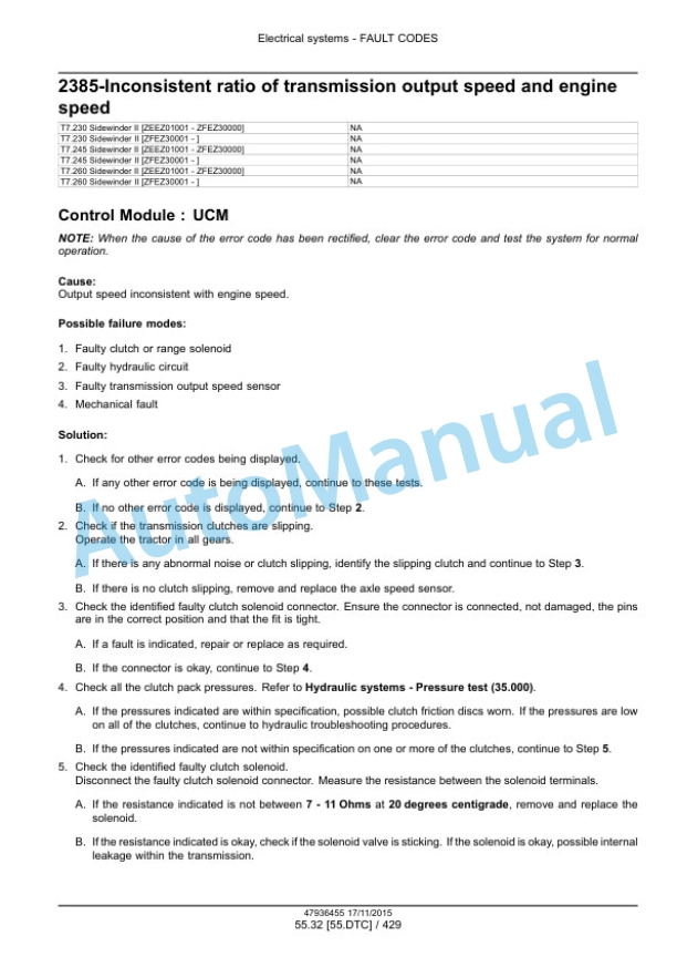 New Holland T7.230, T7.245, T7.260, T7.270 Auto Command Tier 4B Final Tractor Service Manual 47985263 2 New Holland T7.230, T7.245, T7.260, T7.270 Auto Command Tier 4B Final Tractor Service Manual 47985263-2
