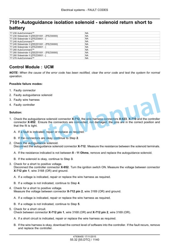 New Holland T7.230, T7.245, T7.260, T7.270 Auto Command Tier 4B Final Tractor Service Manual 47985265 2 New Holland T7.230, T7.245, T7.260, T7.270 Auto Command Tier 4B Final Tractor Service Manual 47985265-2