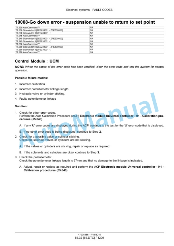 New Holland T7.230, T7.245, T7.260, T7.270 Auto Command Tier 4B Final Tractor Service Manual 47985265 3 New Holland T7.230, T7.245, T7.260, T7.270 Auto Command Tier 4B Final Tractor Service Manual 47985265-3