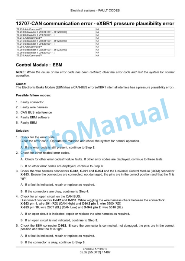 New Holland T7.230, T7.245, T7.260, T7.270 Auto Command Tier 4B Final Tractor Service Manual 47985266 2 New Holland T7.230, T7.245, T7.260, T7.270 Auto Command Tier 4B Final Tractor Service Manual 47985266-2