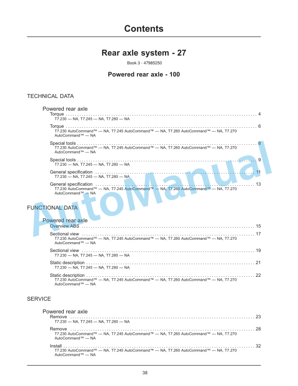 New Holland T7.230, T7.245, T7.260, T7.270 Auto Command Tier 4B Final Tractor Service Manual 47985268 2 New Holland T7.230, T7.245, T7.260, T7.270 Auto Command Tier 4B Final Tractor Service Manual 47985268-2