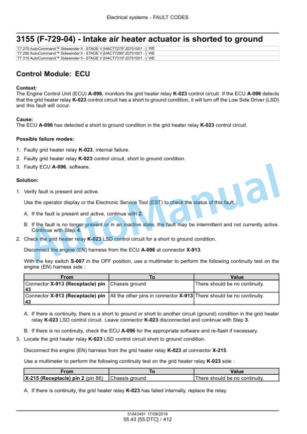 New Holland T7.275, T7.290, T7.315 AutoCommand Sidewinder II Stage IV - Stage V Tractor Service Manual 51643491 4 New Holland T7.275, T7.290, T7.315 AutoCommand Sidewinder II Stage IV - Stage V Tractor Service Manual 51643491 - Image 4
