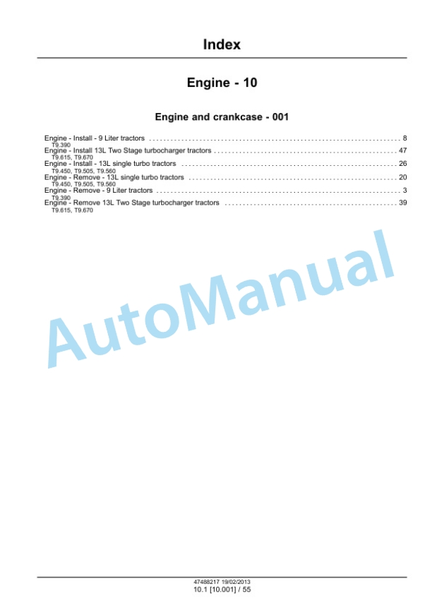 New Holland T9.390, T9.450, T9.505, T9.560, T9.615, T9.670 Tier 4 Tractor Service Manual 47512821 3 New Holland T9.390, T9.450, T9.505, T9.560, T9.615, T9.670 Tier 4 Tractor Service Manual 47512821-3