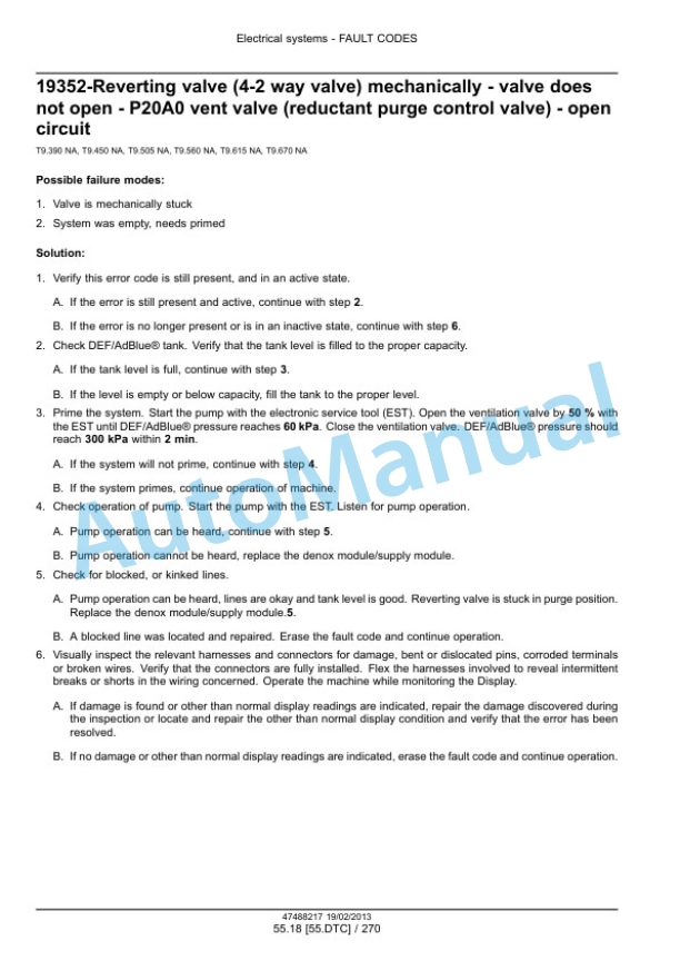 New Holland T9.390, T9.450, T9.505, T9.560, T9.615, T9.670 Tier 4 Tractor Service Manual 47512829 5 New Holland T9.390, T9.450, T9.505, T9.560, T9.615, T9.670 Tier 4 Tractor Service Manual 47512829-5
