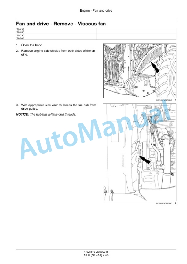 New Holland T9.435, T9.480, T9.530, T9.565, T9.600, T9.645, T9.700 Tier 4B Final Tractor Service Manual 47936388 5 New Holland T9.435, T9.480, T9.530, T9.565, T9.600, T9.645, T9.700 Tier 4B Final Tractor Service Manual 47936388 - Image 5