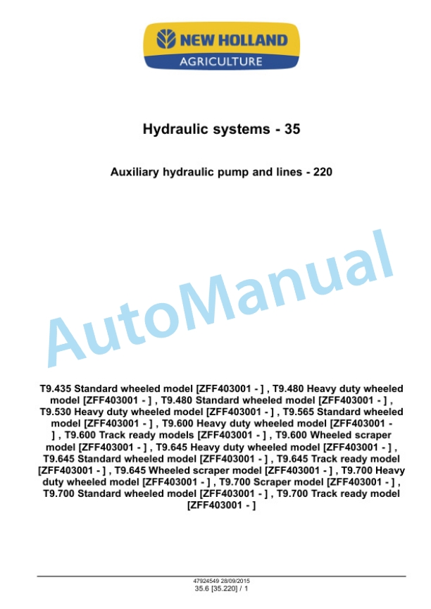 New Holland T9.435, T9.480, T9.530, T9.565, T9.600, T9.645, T9.700 Tier 4B Final Tractor Service Manual 47936394 5 New Holland T9.435, T9.480, T9.530, T9.565, T9.600, T9.645, T9.700 Tier 4B Final Tractor Service Manual 47936394 - Image 5
