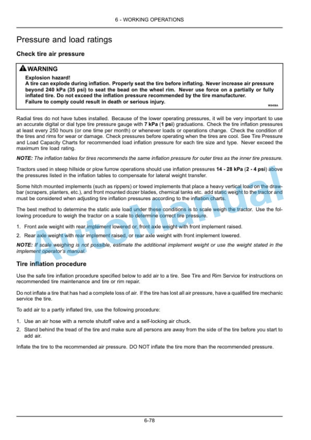 New Holland T9.450, T9.505, T9.560, T9.615, T9.670 Tier 2 Tractor Operation and Maintenance Manual 48076595-4