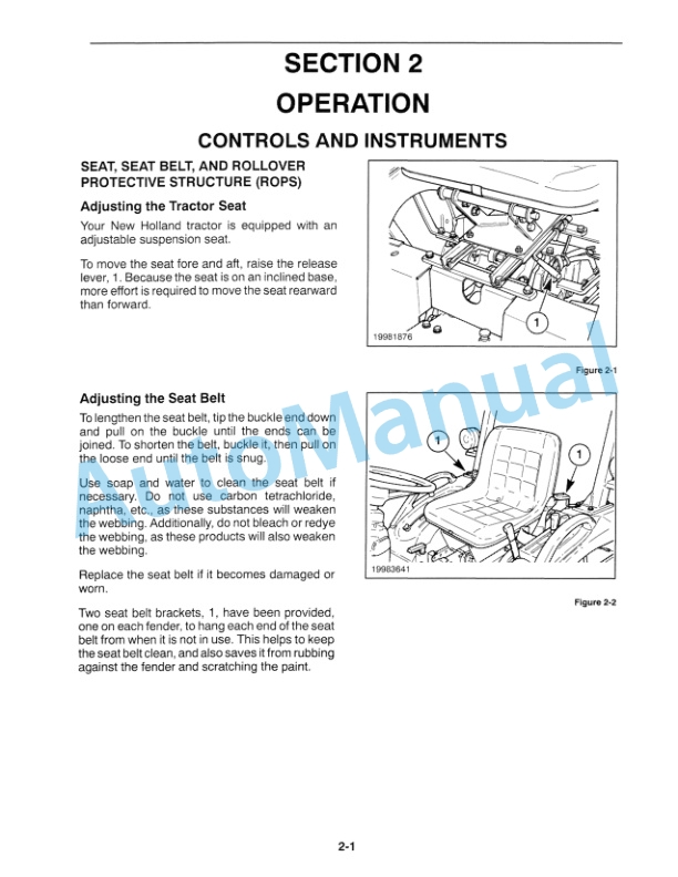 New Holland TC18 Operation and Maintenance Manual 86597081 2 New Holland TC18 Operation and Maintenance Manual 86597081-2