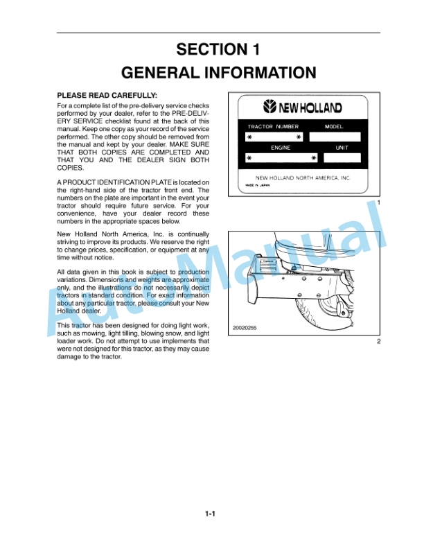 New Holland TC18 Operation and Maintenance Manual 86837071 2 New Holland TC18 Operation and Maintenance Manual 86837071-2