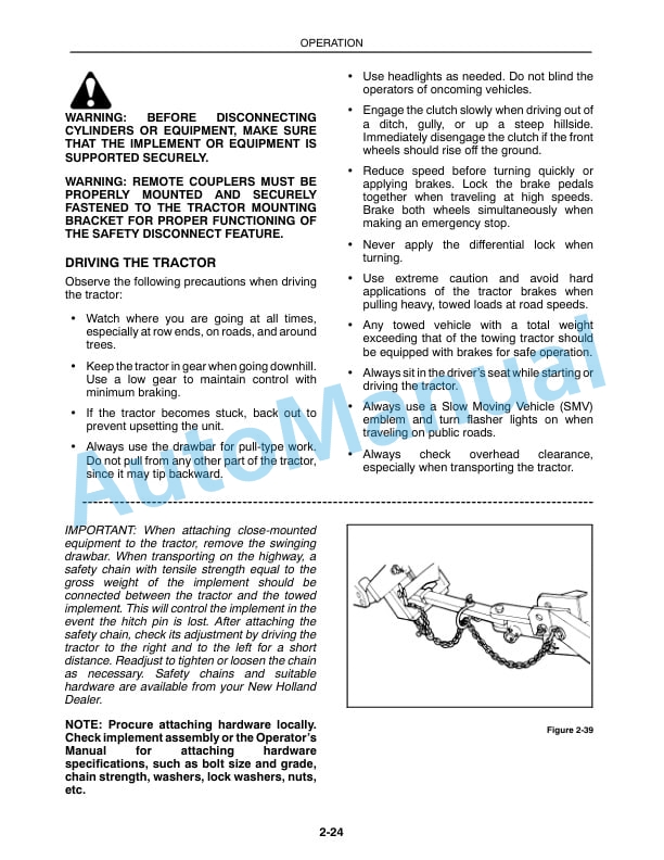 New Holland TC25D, TC29D, TC33D Operation and Maintenance Manual 86587311 3 New Holland TC25D, TC29D, TC33D Operation and Maintenance Manual 86587311-3