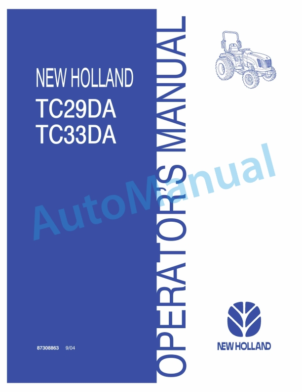 New Holland TC29DA, TC33DA Tractor Operation and Maintenance Manual 87308863