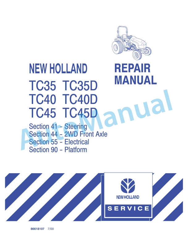 New Holland TC35, TC35D, TC40, TC40D, TC45, TC45D Competitive Comparison Repair Manual 86618107