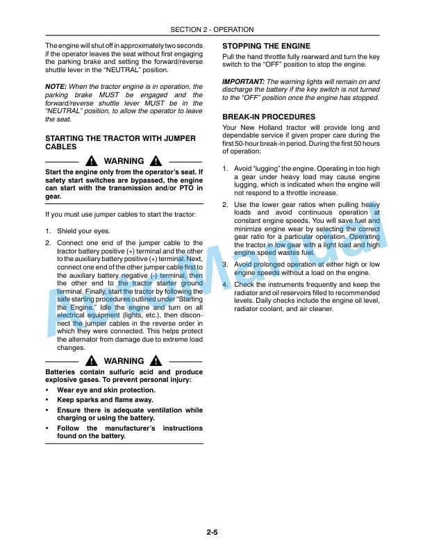 New Holland TC35A, TC40A, TC45A Tractor Operation and Maintenance Manual 87300513 2 New Holland TC35A, TC40A, TC45A Tractor Operation and Maintenance Manual 87300513-2