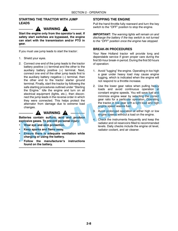 New Holland TC40DA, TC45DA Tractor Operation and Maintenance Manual 87304231 2 New Holland TC40DA, TC45DA Tractor Operation and Maintenance Manual 87304231-2