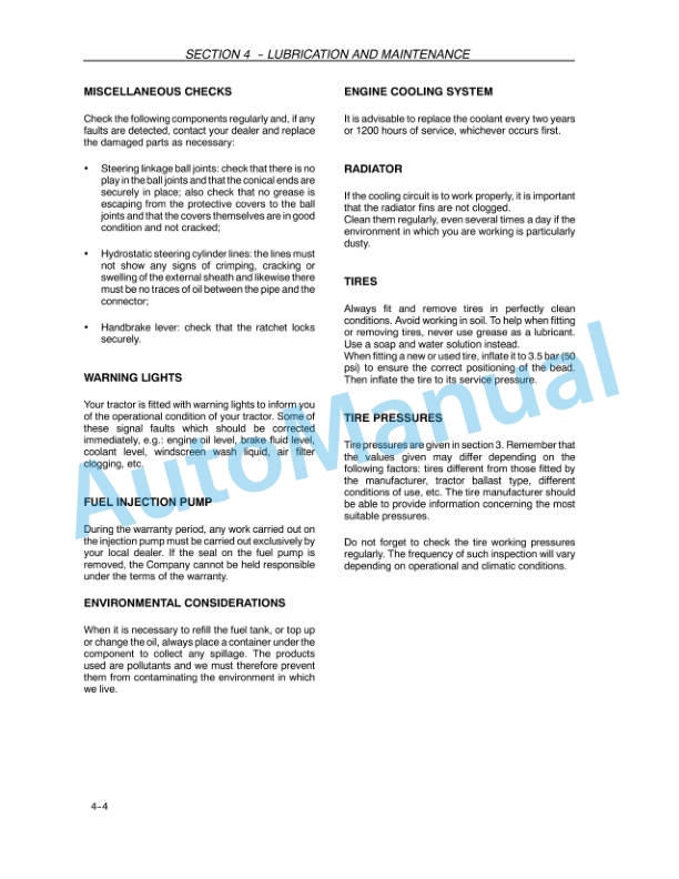 New Holland TD5010, TD5020, TD5030, TD5040, TD5050 Tractor Operation and Maintenance Manual 84314489 4 New Holland TD5010, TD5020, TD5030, TD5040, TD5050 Tractor Operation and Maintenance Manual 84314489 - Image 4
