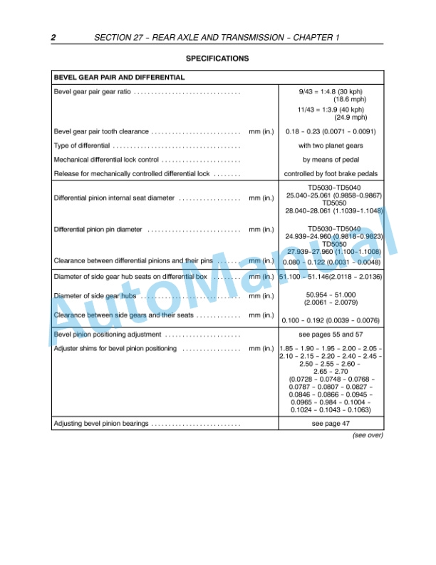 New Holland TD5030, TD5040, TD5050 Tractor Service Manual 84221706 2 New Holland TD5030, TD5040, TD5050 Tractor Service Manual 84221706-2