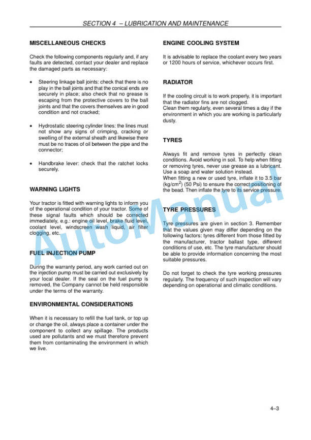 New Holland TD60D, TD70D, TD80D, TD90D, TD95D Tractor Operation and Maintenance Manual 4 New Holland TD60D, TD70D, TD80D, TD90D, TD95D Tractor Operation and Maintenance Manual-4