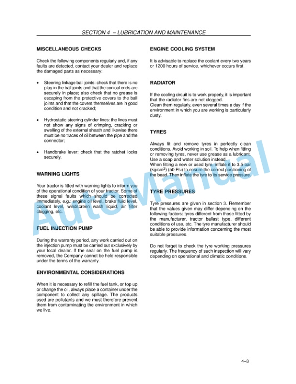 New Holland TD60D, TD70D, TD80D, TD90D, TD95D Tractor Operation and Maintenance Manual 5091825 4 New Holland TD60D, TD70D, TD80D, TD90D, TD95D Tractor Operation and Maintenance Manual 5091825 - Image 4