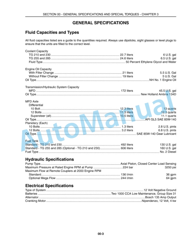 New Holland TG210, TG230, TG255, TG285 Repair Manual 87025505 3 New Holland TG210, TG230, TG255, TG285 Repair Manual 87025505-3