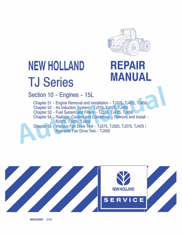 New Holland TJ Series Tractor Repair Manual 86642999 1 New Holland TJ Series Tractor Repair Manual 86642999