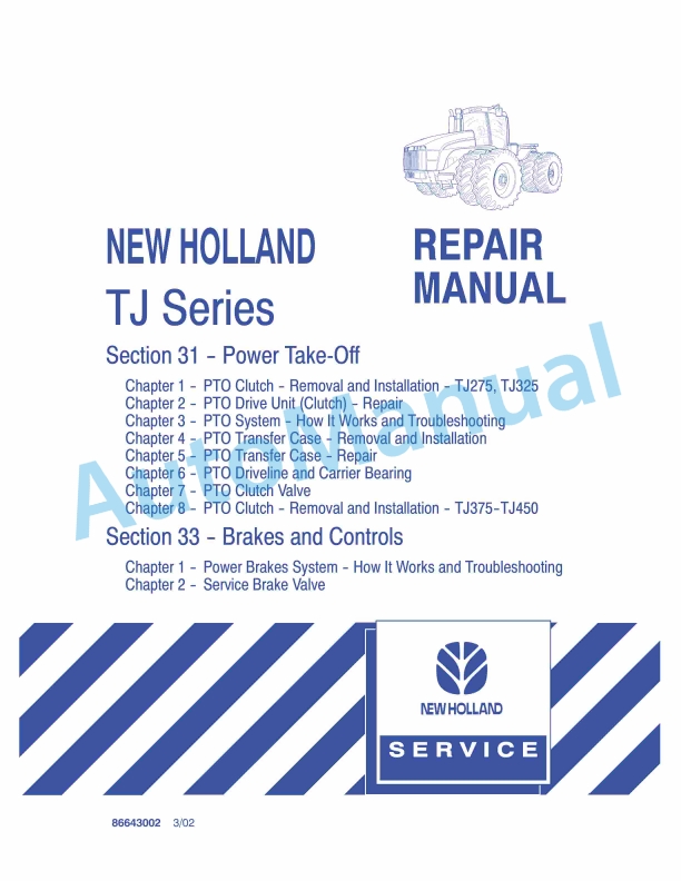 New Holland TJ Series Tractor Repair Manual 86643002 1 New Holland TJ Series Tractor Repair Manual 86643002