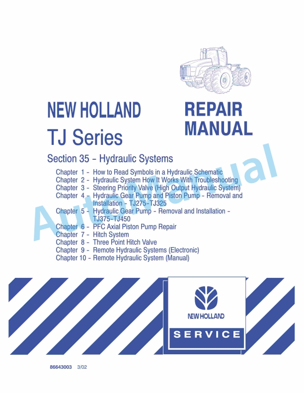 New Holland TJ Series Tractor Repair Manual 86643003 1 New Holland TJ Series Tractor Repair Manual 86643003