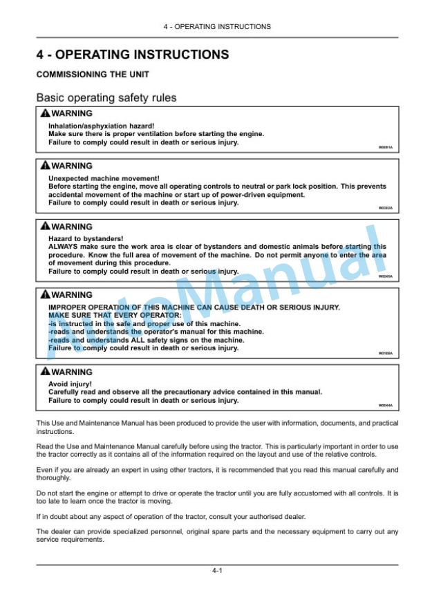New Holland TK4030V, TK4050, TK4050M, TK4060 Tractor Operation and Maintenance Manual 47768430 3 New Holland TK4030V, TK4050, TK4050M, TK4060 Tractor Operation and Maintenance Manual 47768430-3