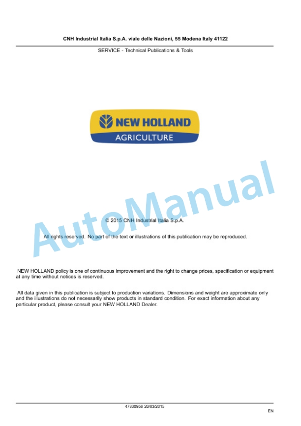 New Holland TK4030V, TK4050, TK4050M, TK4060 Tractor Service Manual 47869948 5 New Holland TK4030V, TK4050, TK4050M, TK4060 Tractor Service Manual 47869948 - Image 5