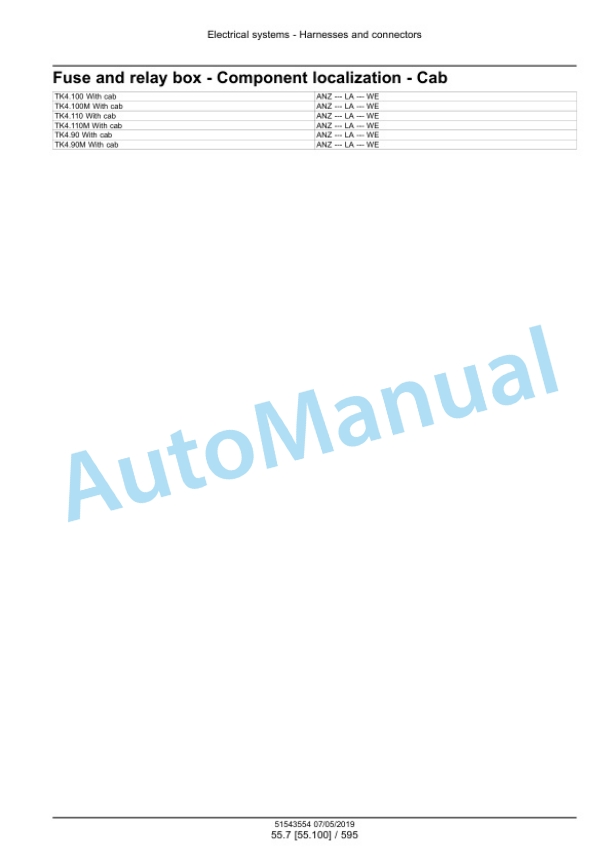 New Holland TK4.90, TK4.90M, TK4.100, TK4.100M, TK4.110, TK4.110M Tractor Service Manual 51543554 4 New Holland TK4.90, TK4.90M, TK4.100, TK4.100M, TK4.110, TK4.110M Tractor Service Manual 51543554 - Image 4