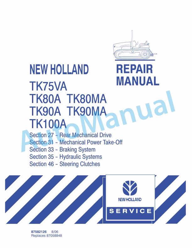 New Holland TK75VA, TK80A, TK80MA, TK90A, TK90MA, TK100A Tractor Repair Manual 87582126 1 New Holland TK75VA, TK80A, TK80MA, TK90A, TK90MA, TK100A Tractor Repair Manual 87582126