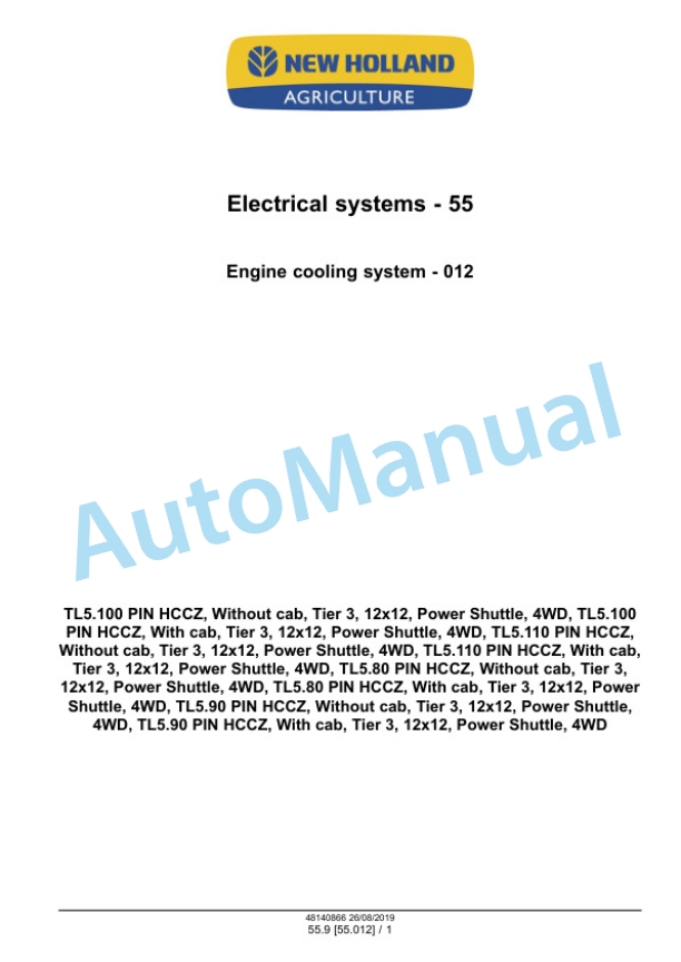 New Holland TL5.80, TL5.90, TL5.100 Tractor Service Manual 48140866 5 New Holland TL5.80, TL5.90, TL5.100 Tractor Service Manual 48140866 - Image 5