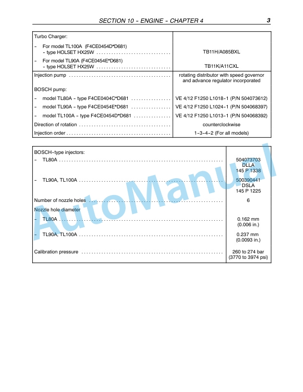 New Holland TL80A, TL90A, TL100A Tractor Repair Manual 87580876 5 New Holland TL80A, TL90A, TL100A Tractor Repair Manual 87580876-5