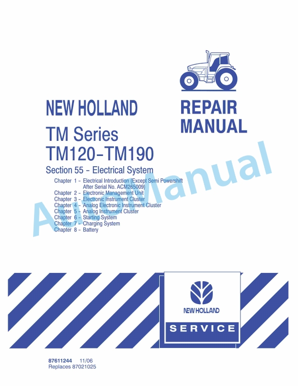 New Holland TM120, TM130, TM140, TM155, TM175, TM190 Tractor Repair Manual 87611244