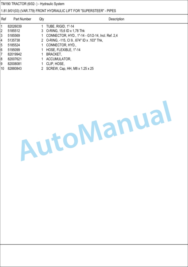 New Holland TM190 Tractor Parts Catalogue 4 New Holland TM190 Tractor Parts Catalogue-4
