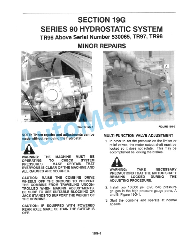 New Holland TR96, TR97, TR98 Combine Repair Manual 40009619 4 New Holland TR96, TR97, TR98 Combine Repair Manual 40009619-4