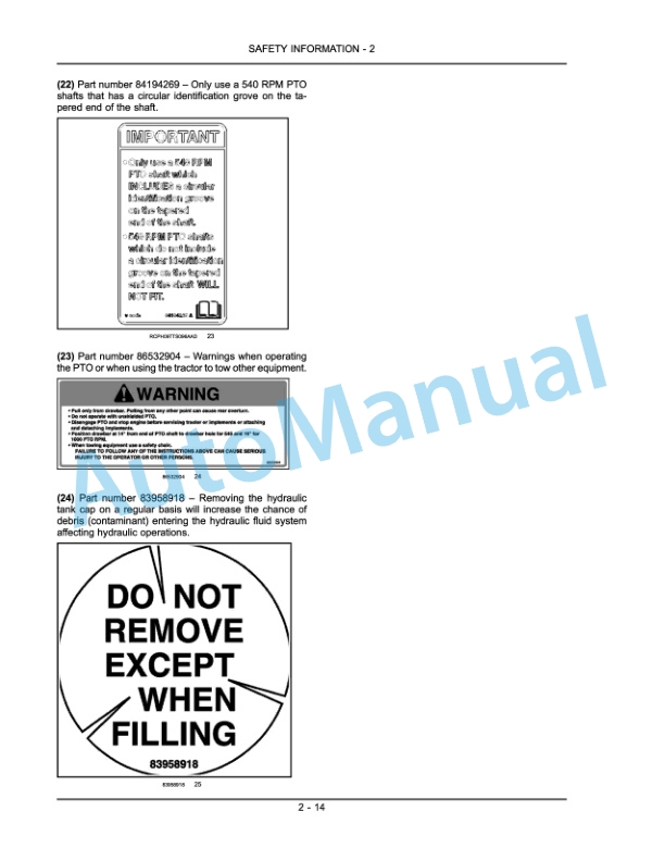 New Holland TS6020, TS6030, TS6030HC Tractor Operation and Maintenance Manual 84279727 2 New Holland TS6020, TS6030, TS6030HC Tractor Operation and Maintenance Manual 84279727-2